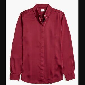 J. Crew Silky Button-Up Blouse in Burgundy